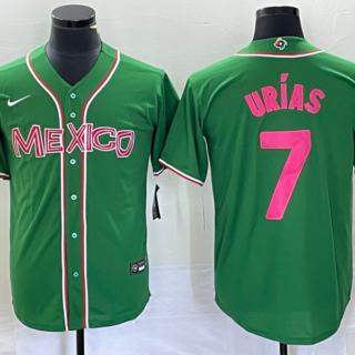 Men's Mexico Baseball #7 Julio Urias 2023 Green World Baseball With Patch Classic Stitched Jersey 5