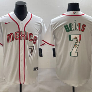 Men's Mexico Baseball #7 Julio Urias 2023 White World Baseball Classic Stitched Jersey