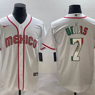 Men's Mexico Baseball #7 Julio Urias 2023 White World Baseball Classic Stitched Jerseys