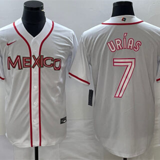 Men's Mexico Baseball #7 Julio Urias 2023 White World Baseball With Patch Classic Stitched Jerseys