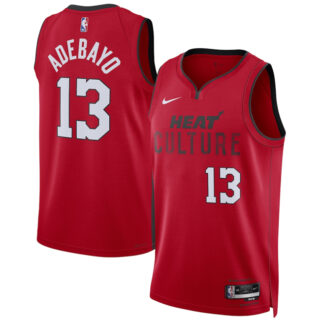 Men's Miami Heat #13 Bam Adebayo Red 2024 25 City Edition Stitched Basketball Jersey