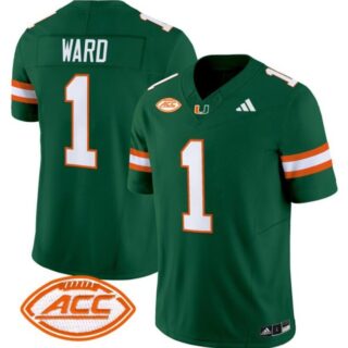 Men's Miami Hurricanes #1 Cam Ward Green F.U.S.E Stitched Jerseys