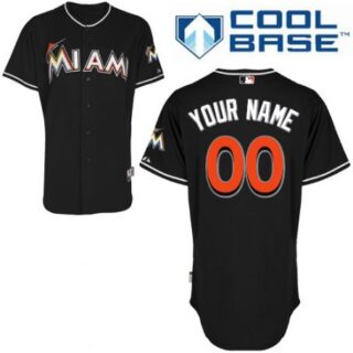 Men's Miami Marlins Black Customized Jersey