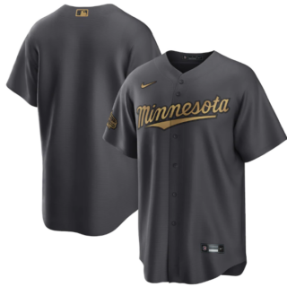 Men's Minnesota Twins Blank 2022 All-Star Charcoal Cool Base Stitched Baseball Jersey