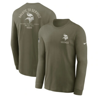 Men's Minnesota Vikings Olive 2025 Salute to Service Sideline Long Sleeve T-Shirt