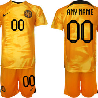 Men's Netherlands Custom Orange Home Soccer Jersey Suit 0