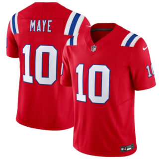 Men's New England Patriots #10 Drake Maye Red 2024 Draft F.U.S.E. Vapor Limited Stitched Football Jersey