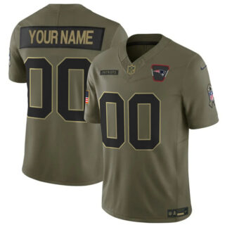 Men's New England Patriots Active Player Custom Olive 2025 F.U.S.E. Salute to Service Limited Stitched Football Jersey