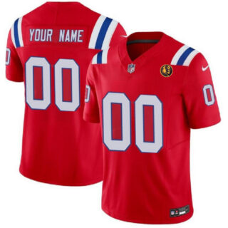 Men's New England Patriots Active Player Custom Red 2023 F.U.S.E. With John Madden Patch Vapor Limited Stitched Football Jersey