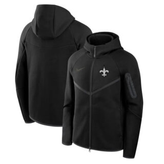 Men's New Orleans Saints Black Tech Fleece Full-Zip Windrunner Hoodie