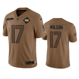 Men's New York Jets #17 Garrett Wilson 2023 Brown Salute To Service Limited Stitched Football Jersey