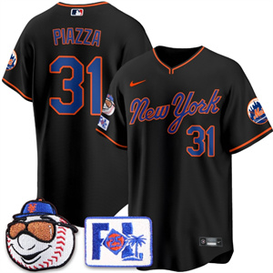 Men's New York Mets 2025 Spring Training Jersey All Stitched Black Mike Piazza #31
