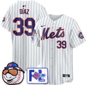Men's New York Mets 2025 Spring Training Jersey All Stitched White Edwin Diaz #39