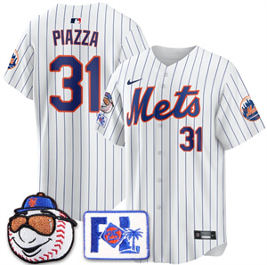 Men's New York Mets 2025 Spring Training Jersey All Stitched White Mike Piazza #31