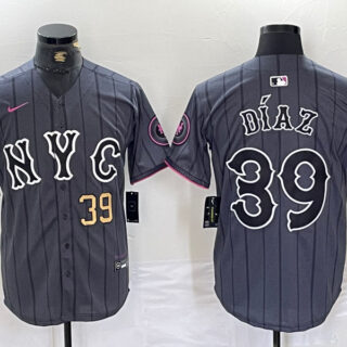 Men's New York Mets #39 Edwin Diaz Graphite 2024 City Connect Limited Stitched Baseball Jersey