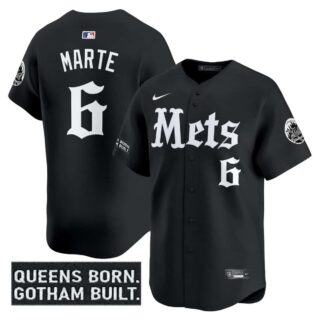 Men's New York Mets 'Gotham Gothic Edition' Vapor Premier Limited Jersey All Stitched Starling Marte