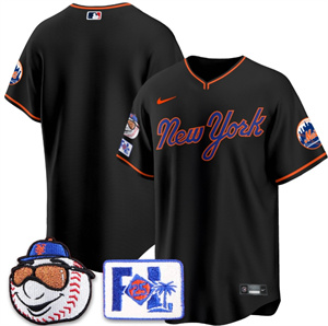 Men's New York Mets Blue Road 2025 Spring Training Jersey All Stitched Black