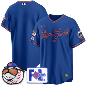 Men's New York Mets Blue Road 2025 Spring Training Jersey All Stitched Blue Team