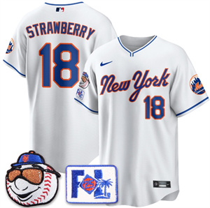 Men's New York Mets Blue Road 2025 Spring Training Jersey All Stitched White Darryl Strawberry #18