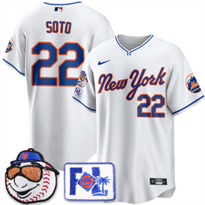 Men's New York Mets Blue Road 2025 Spring Training Jersey All Stitched White Juan Soto #22