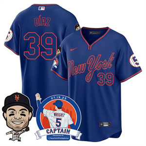 Men's New York Mets #39 Edwin Diaz David Wright Mets Legend Jersey V2 All Stitched