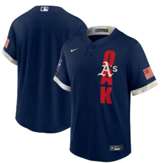 Men's Oakland Athletics Blank 2021 Navy All-Star Cool Base Stitched MLB Jersey