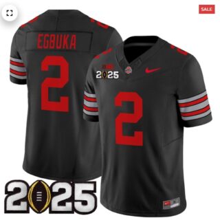 Men's Ohio State Buckeyes 'Heritage Stripe' 2025 CFP Final Patch Vapor Limited Jersey Black Emeka Egbuka