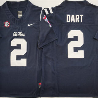 Men's Ole Miss Rebels #2 Jaxson Dart Navy 2024 F.U.S.E. Stitched jersey
