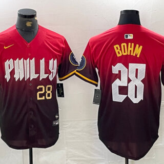 Men's Philadelphia Phillies #28 Alec Bohm Red 2024 City Connect Limited Stitched Jersey