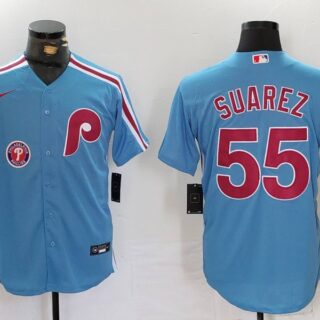Men's Philadelphia Phillies #55 Ranger Suarez Blue Cool Base Stitched Jerseys