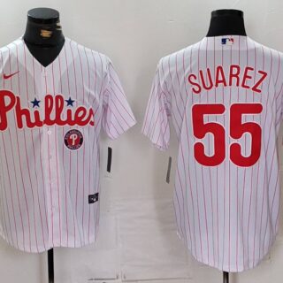 Men's Philadelphia Phillies #55 Ranger Suarez White Cool Base Stitched Jerseys