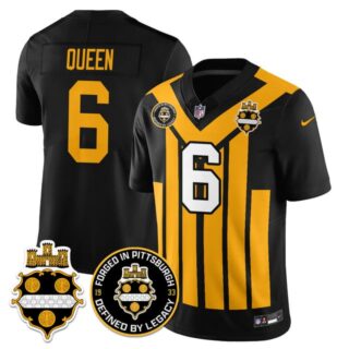 Men's Pittsburgh Steelers #6 Patrick Queen Alternate 1933 Throwback Limited Jersey All Stitched