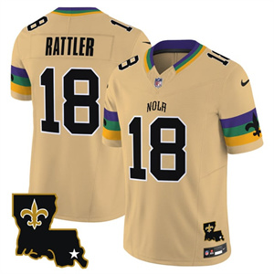 Men's New Orleans Saints #18 Spencer Rattler 2025 New Orleans City Vapor Limited Jersey All Stitched