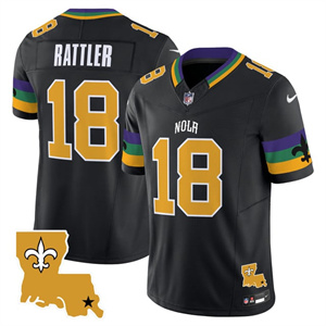 Men's New Orleans Saints #18 Spencer Rattler 2025 New Orleans City Vapor Limited Jersey All Stitched