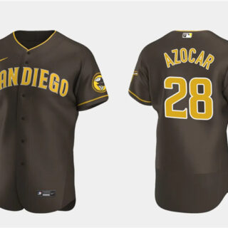 Men's San Diego Padres #28 Jose Azocar Brown Flex Base Stitched Baseball Jersey