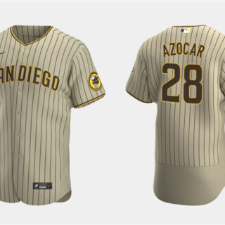 Men's San Diego Padres #28 Jose Azocar Tan Flex Base Stitched Baseball Jersey