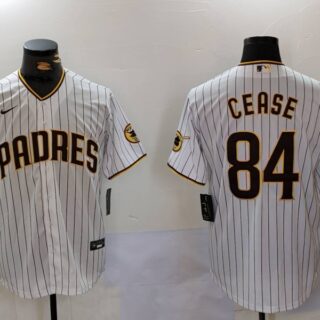 Men's San Diego Padres #84 Dylan Cease White Patch Cool Base Stitched