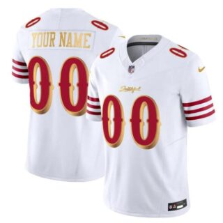 Men's San Francisco 49ers Active Player Custom White Gold 2025 F.U.S.E. Rivalries Vapor Limited Stitched Football Jersey