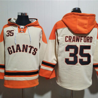Men's San Francisco Giants #35 Brandon Crawford Cream Ageless Must-Have Lace-Up Pullover Hoodie