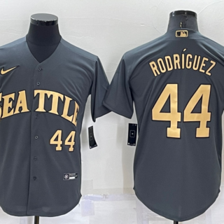 Men's Seattle Mariners #44 Julio Rodriguez 2022 All-Star Charcoal Cool Base Stitched Baseball Jersey