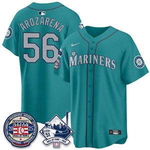 Men's Seattle Mariners #56 Randy Arozarena Ichiro Number Retirement Jersey V2 All Stitched