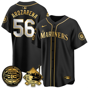 Men's Seattle Mariners #56 Randy Arozarena Ichiro Number Retirement Jersey V2 All Stitched