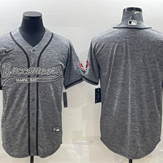 Men's Tampa Bay Buccaneers Blank Grey With Patch Cool Base Stitched Baseball Jersey