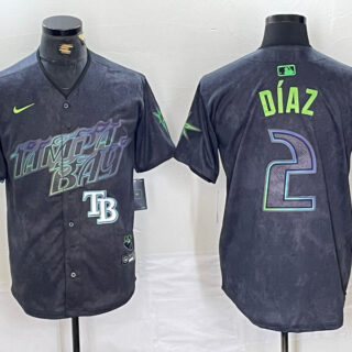 Men's Tampa Bay Rays #2 Yandy Diaz Charcoal 2024 City Connect Limited Stitched Baseball Jersey