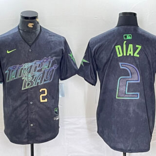 Men's Tampa Bay Rays #2 Yandy Diaz Charcoal 2024 City Connect Limited Stitched Baseball Jersey