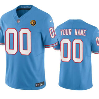 Men's Tennessee Titans Active Player Custom Blue 2023 F.U.S.E. Throwback With John Madden Patch Vapor Limited Stitched Football Jersey