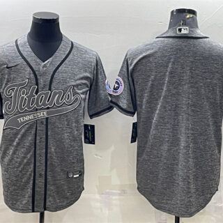 Men's Tennessee Titans Blank Grey With Patch Cool Base Stitched Baseball Jersey