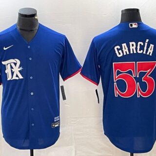 Men's Texas Rangers #53 Adolis Garcia Royal City Connect Stitched Baseball Jersey