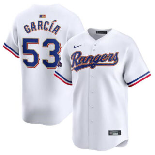 Men's Texas Rangers #53 Adolis Garcia White 2024 Gold Collection Cool Base Stitched Baseball Jersey