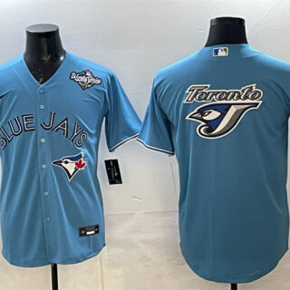 Men's Toronto Blue Jays Team Big Logo Blue 2025 World Series Home Cool Base Stitched Baseball Jersey